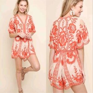NWOT | UMGEE | Crochet Lace Romper | Orange | Size S